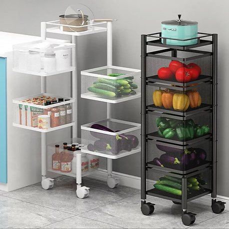 Multifunction square rotating storage metal trolley