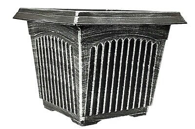 Black Silver Square Plastic Garden Flower Pot