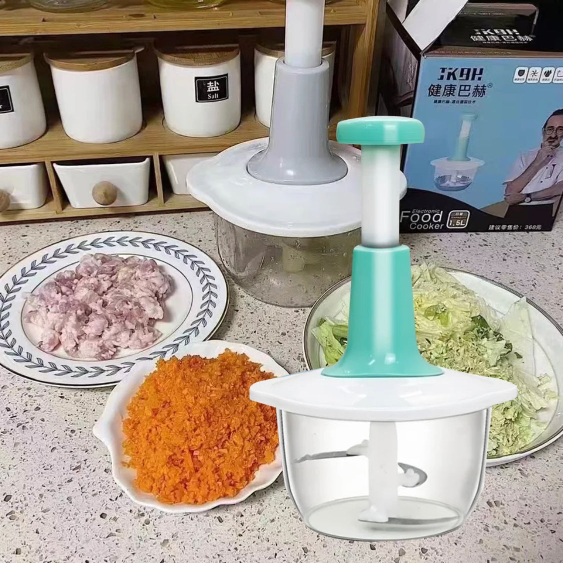 multifunctio Chopper 1Litre Manual Fruit Vegetable Chopper Hand Pressed Speedy F