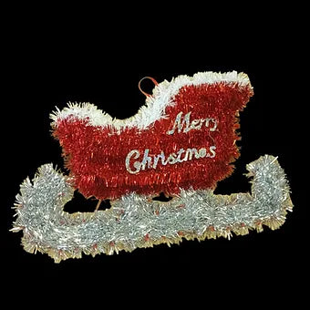 Christmas House Tinsel Sled Silver Red