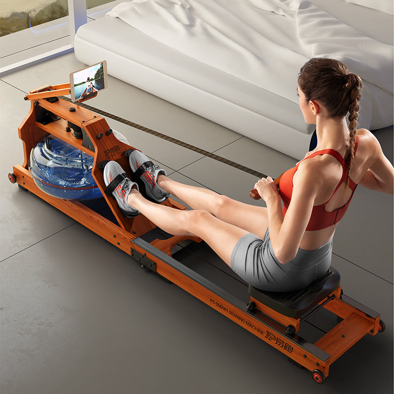 Wooden Water Resistance Rowing Machine – Foldable, 13L Tank, Solid Ash Wood Frame