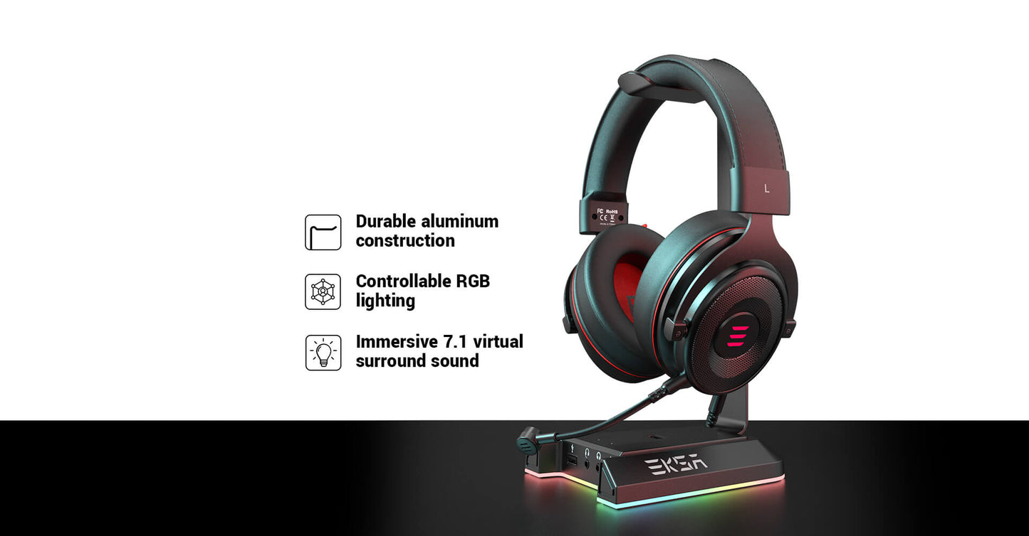 EKSA® W1 7.1 Virtual Surround Sound RGB Headset Stand