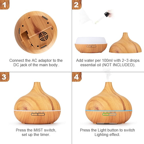 Aromatherapy Essential Oil Diffuser Wood Grain - Remote Control