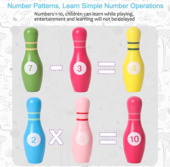 Kids Colorful Wooden Bowling Set