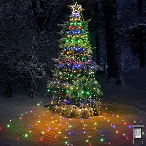Colorful Christmas Lights With a Star