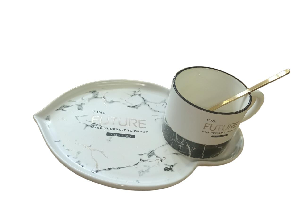 White Luxury Marble Ceramic Mug With Tray