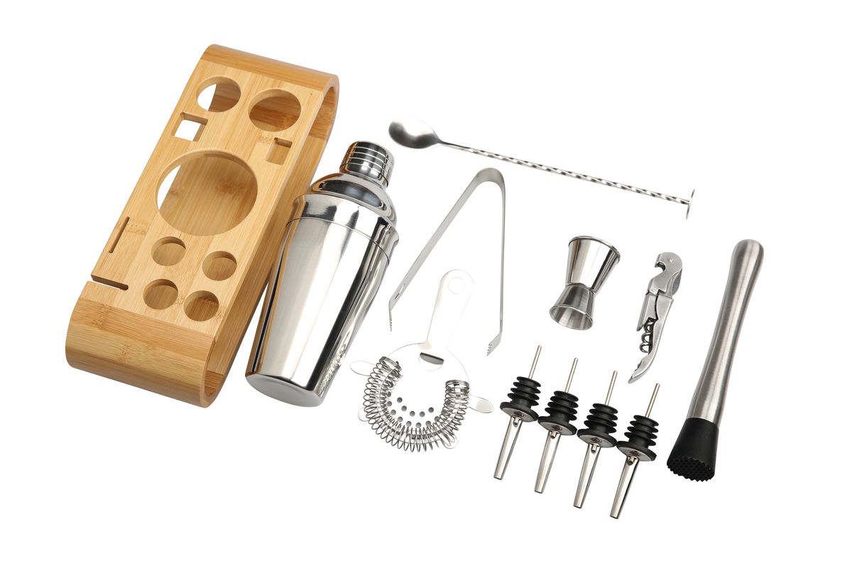 Bar Visor - Stainless Steel Cocktail Shaker Bartender Tool Kit 12 Piece Set