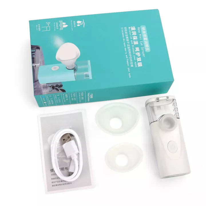 Nano Eye Steamer Water Mist Moisture Atomization Moisturizing Refreshing with 2x Silicone Eye Cup for Eye Care Facial Steamer