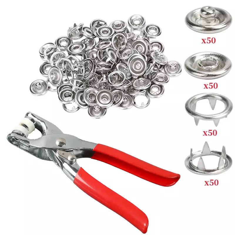Plier Tool 100pcs Metal Snap Button Thickened Snap Fastener Kit DIY Craft Supplies for Installing Clothes Bag Sewing Accessor