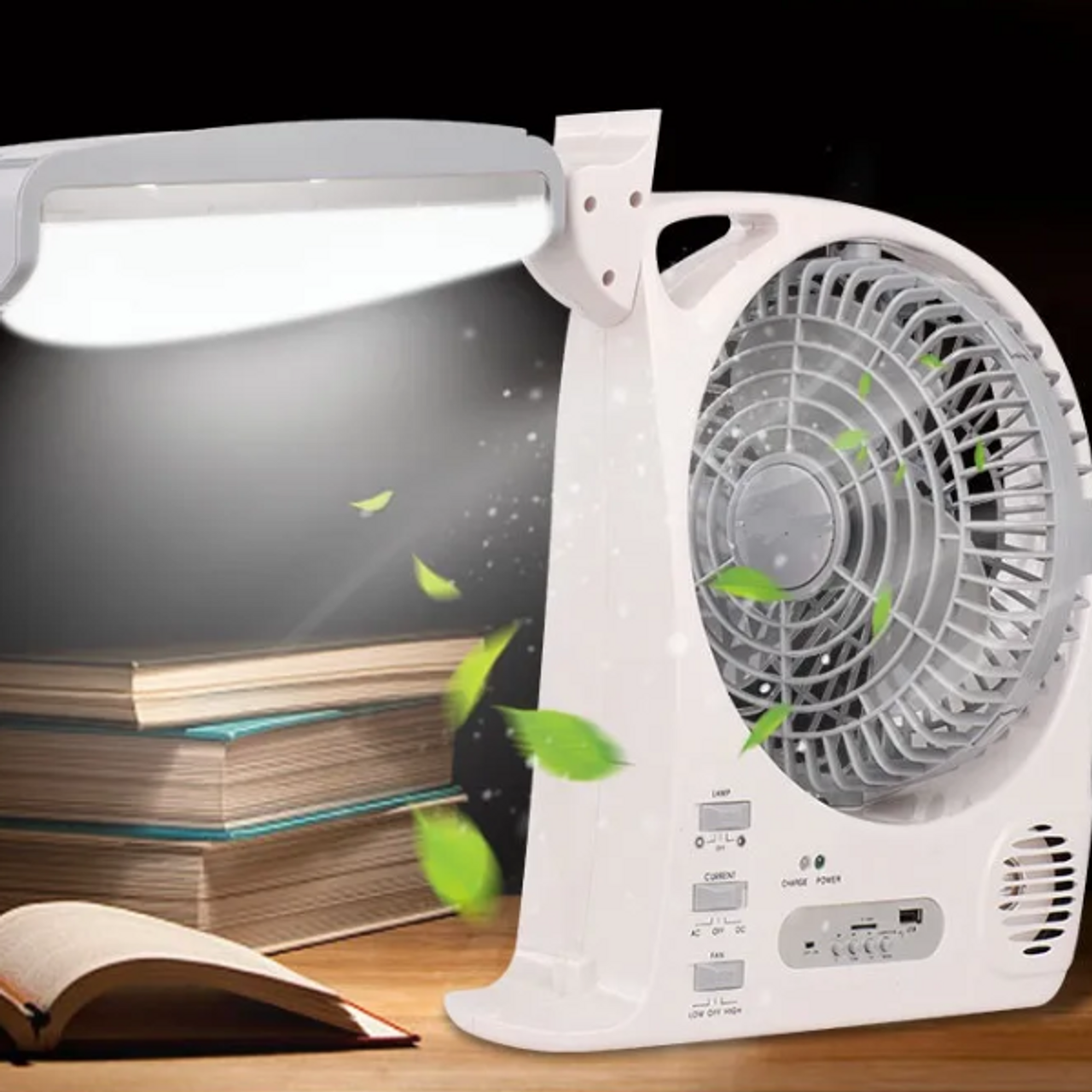 Solar Powered 8inch Fan 6 In 1