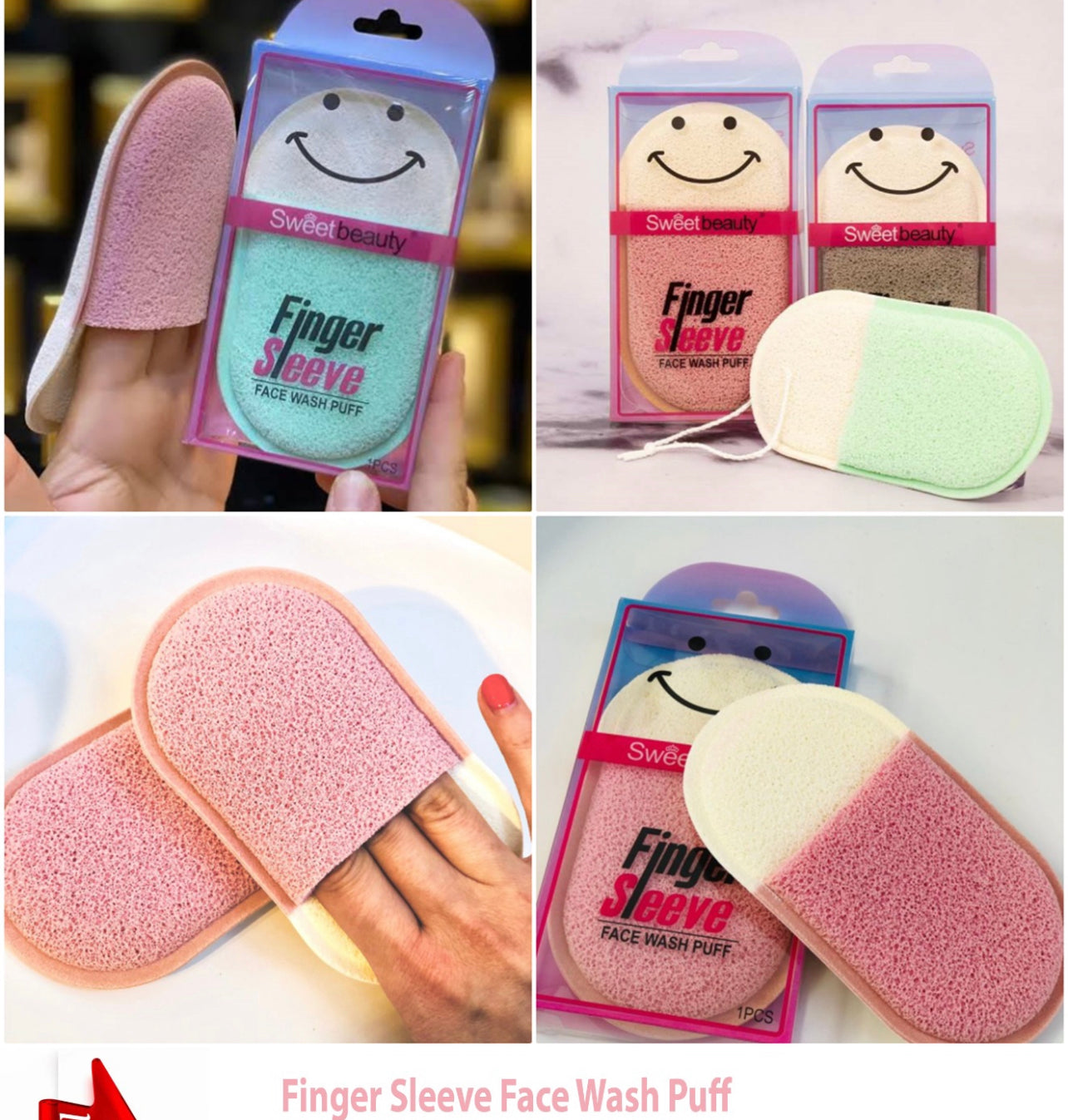 Finger Sleeve Face Wash Puff