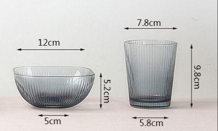 Glass Bowl & Cup Set 6pc