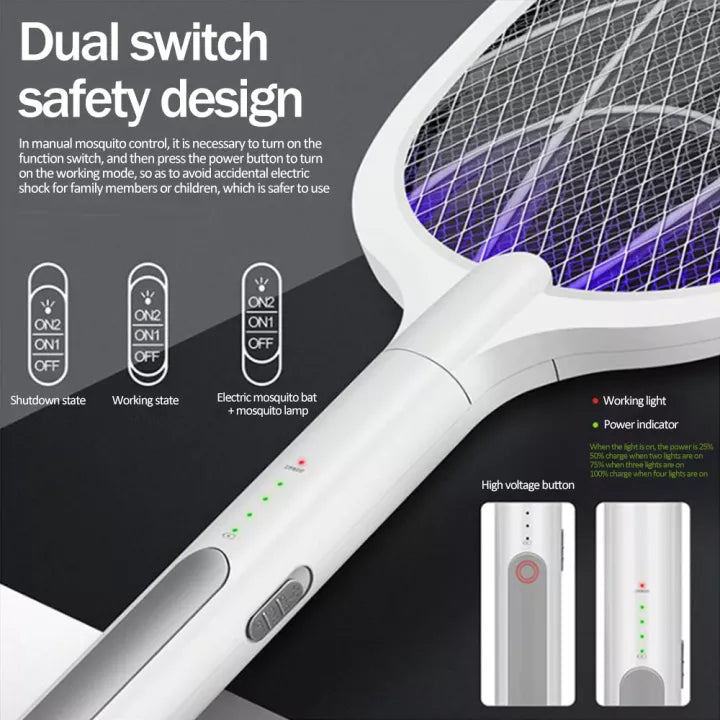 NEW 2 in 1 Electronic Mosquito Swatter and Mosquito Killer Lamp Rechargeable Mosquitoes Trap Lamp & Mosquito Racket Anti-mosquito Household