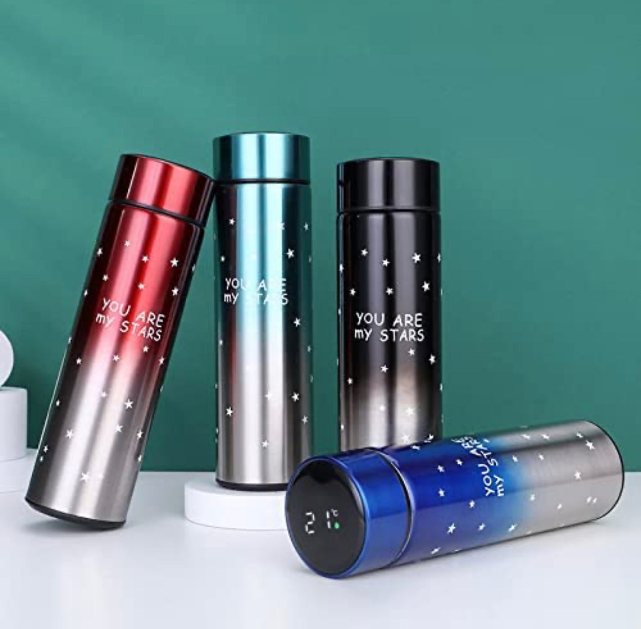 Smart Flask with LED Temperature Display Indicator with Double Wall Insulated Stainless Steel Hot & Cold Vacuum Flask"You are My Star"