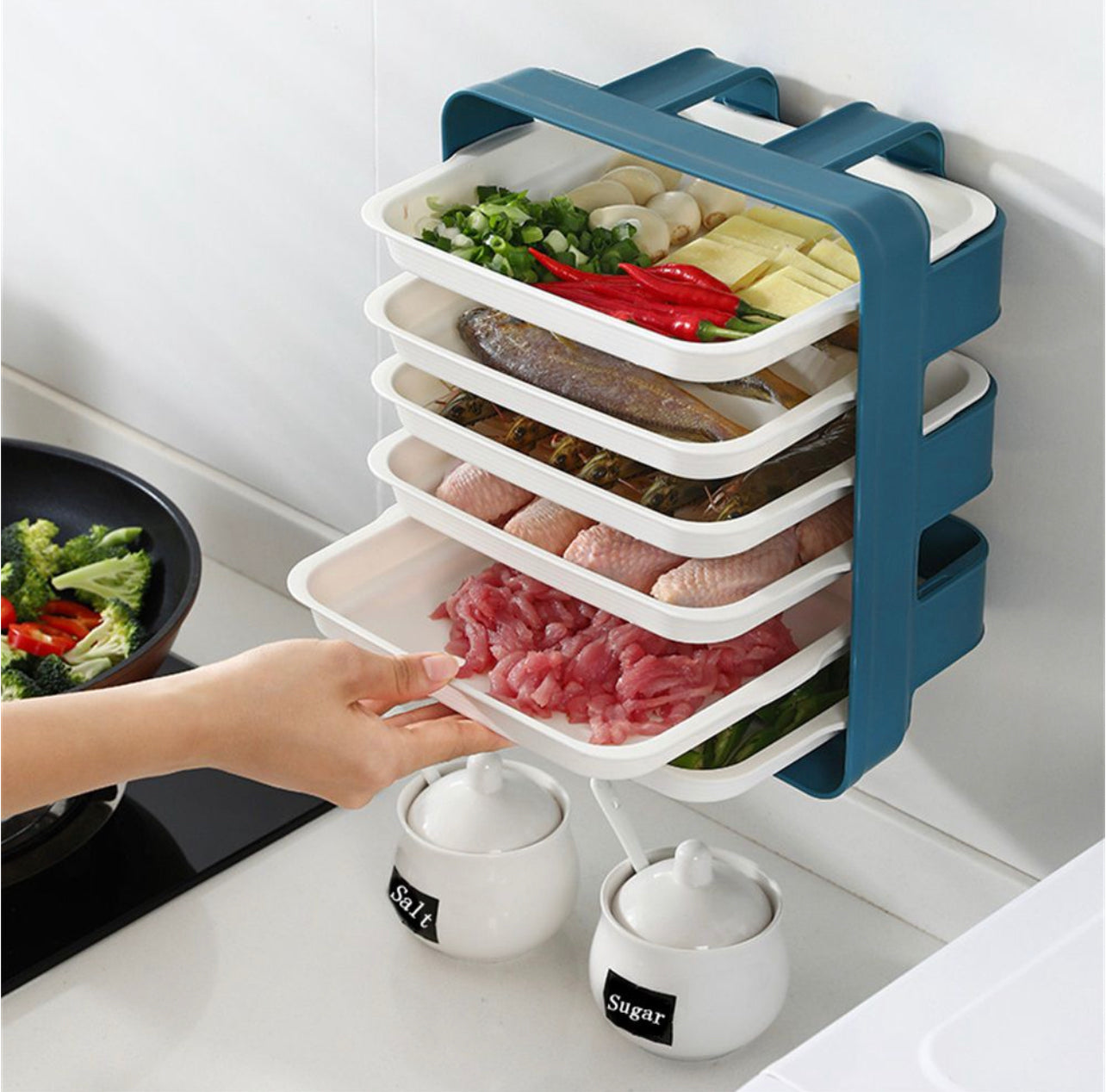 New 6 Layers Wall-mounted Dish Organizer Rack Kitchen Fruit Vegetable –  Megamall Online Store