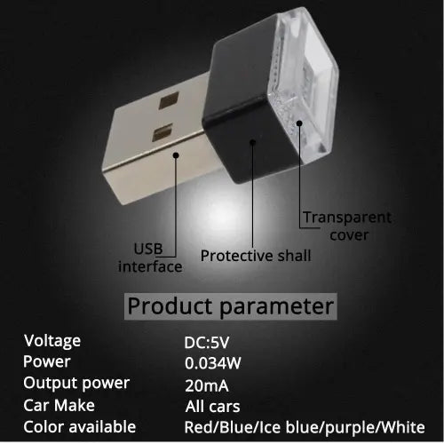 Car USB LED Atmosphere Lights Decorative Lamp Emergency Lighting Welcome Light PC Portable Plug