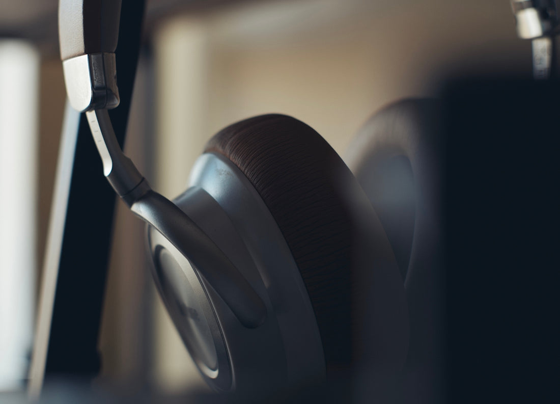 black and gray wireless headphones