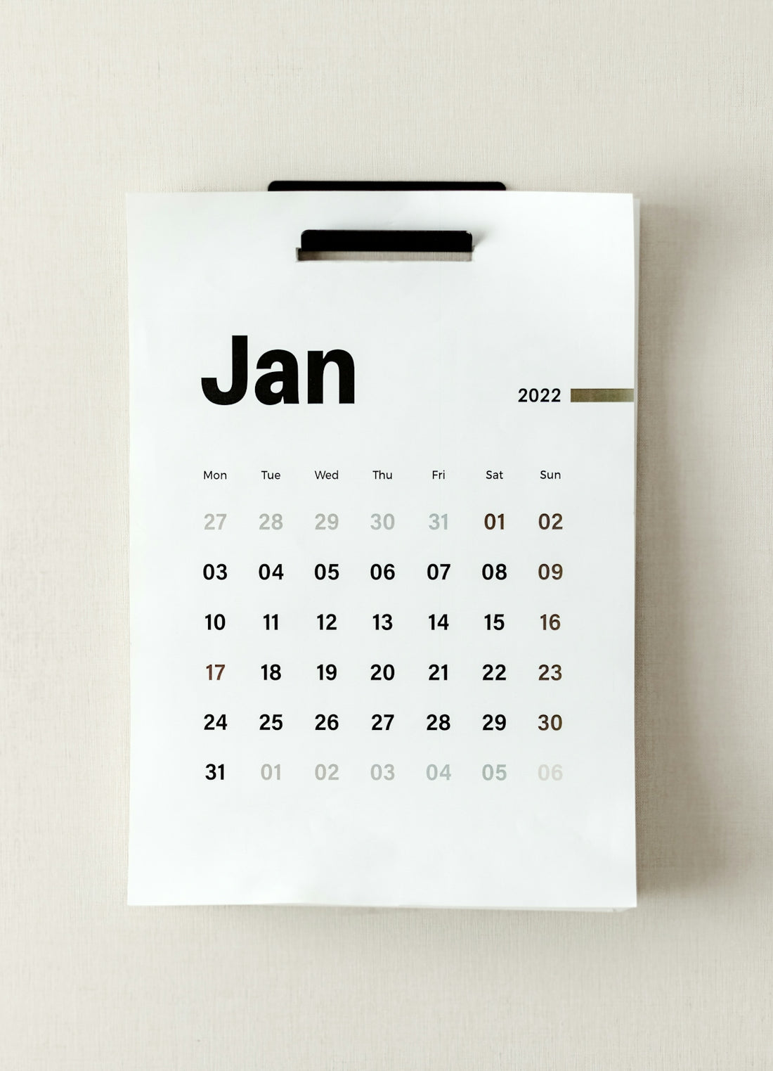 a calendar with the word jan on it