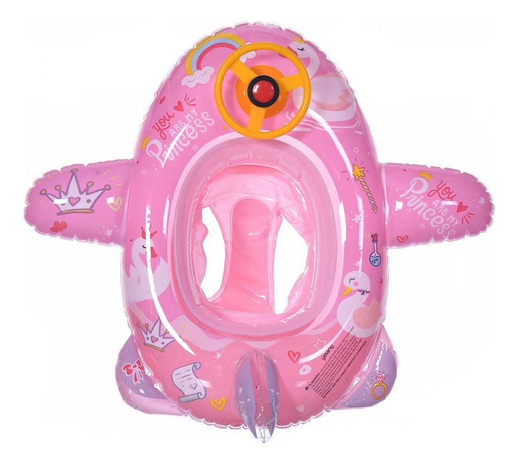 Inflatable Airplane Float, Steering Wheel, Walker, Pool Float for Children, 90 cm
