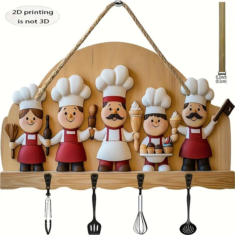 MHome 2D Simple Colorful Wooden And Home Key Hanger With Four Metal Hooks- Various Designs