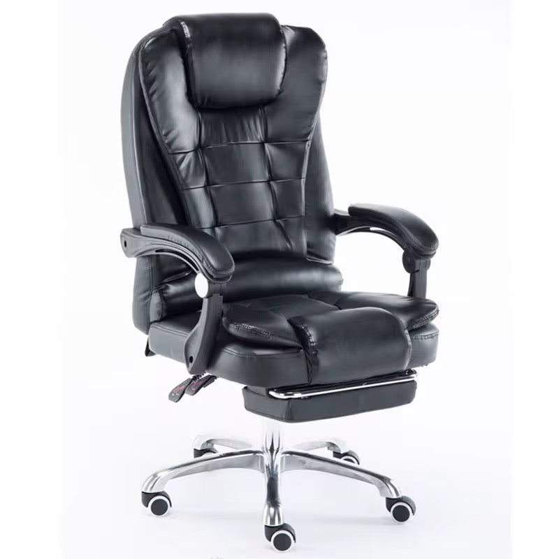 MFurn High Back Executive Office Chair with Footrest - Ergonomic PU Leather