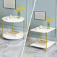 MFurn Modern Wooden Coffee Table – 2-Tier Side Table with Metal Legs