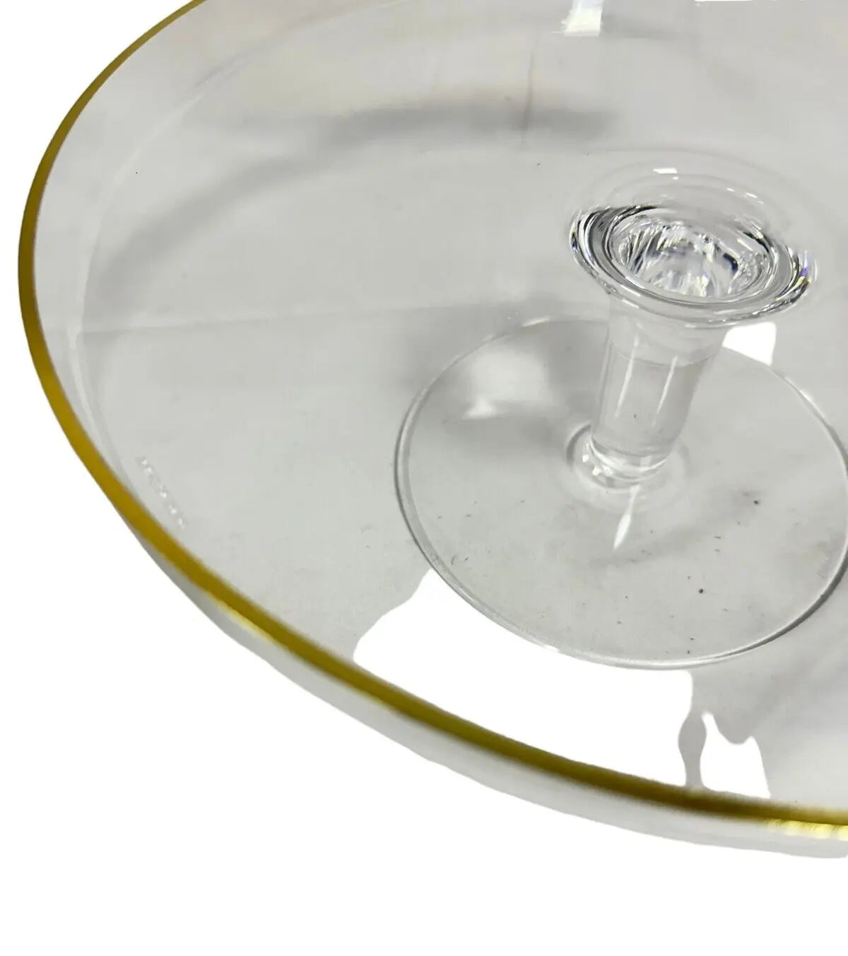Cake Stand & Dome Cover Lid Serving Plate with Gold Lining- Glass 28cm
