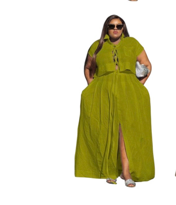 Ladies Plus-Size Summer 2pc Dress-Various Colours