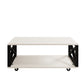 MFurn Modern Black Coffee Table – Metal Frame with Marble Effect Top