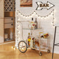 MFurn 3-Tier Rolling Bar Cart – Mirrored Glass Shelves with Wheels