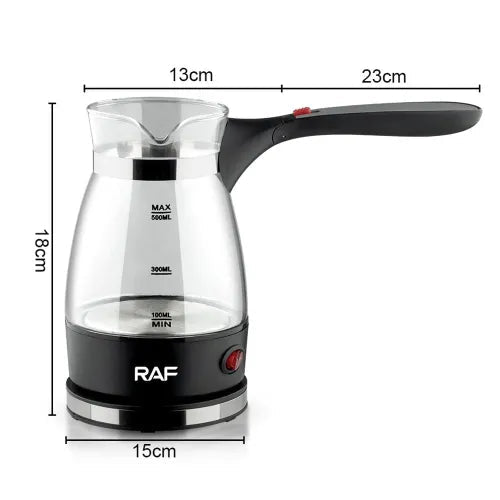 RAF R.128 Electric Glass  0.5L Turkish Coffee Pot 600W - Portable Arabic Coffee Kettle