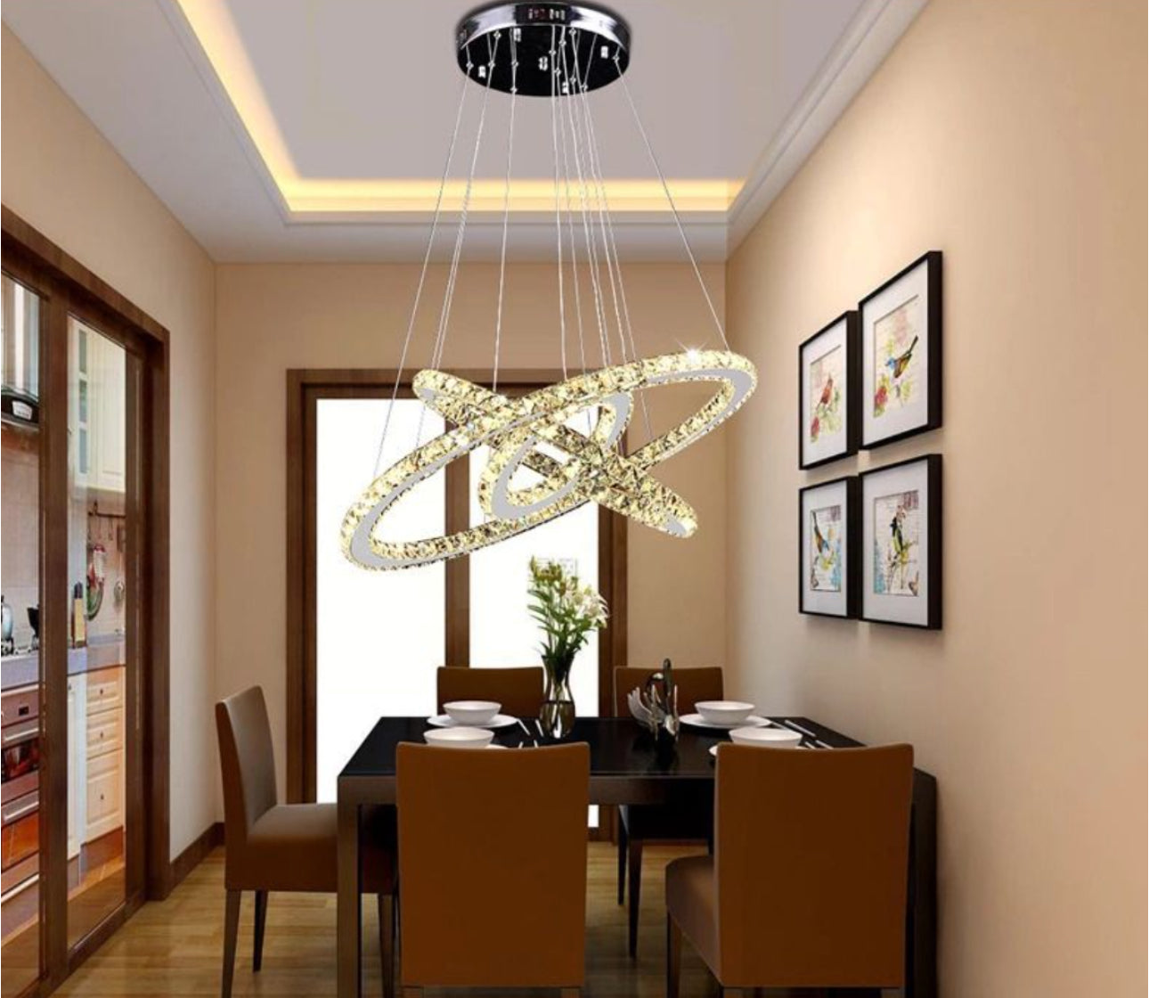 Crystal Chandelier Light Three Rings