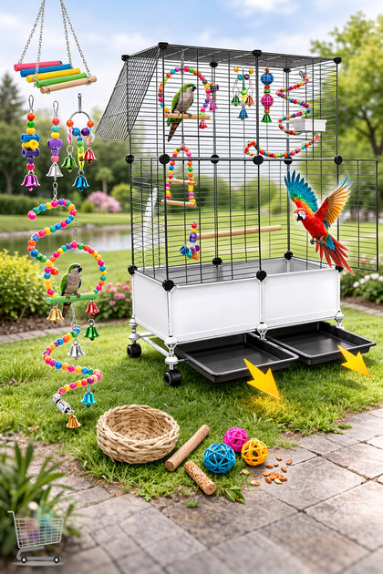 Modular Mobile
Bird Cage - Spacious 74cm x
37cm x 152cm Bird
Enclosure with Multi-Door