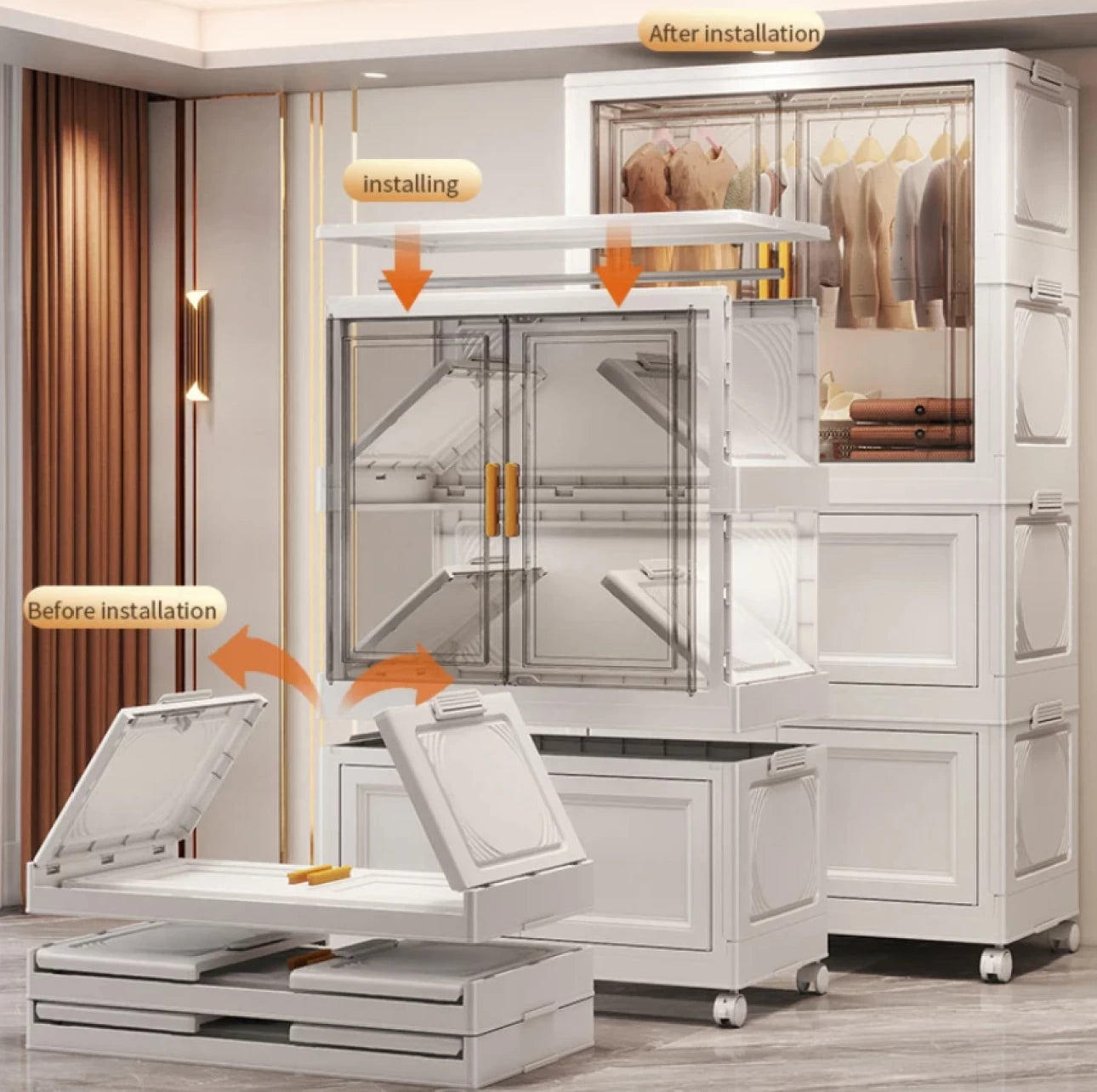 MHome Multipurpose Folding Clothes Closet-Various Options