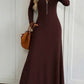 Ladies Long Sleeve A-Line Maxi Dress-Various Colours