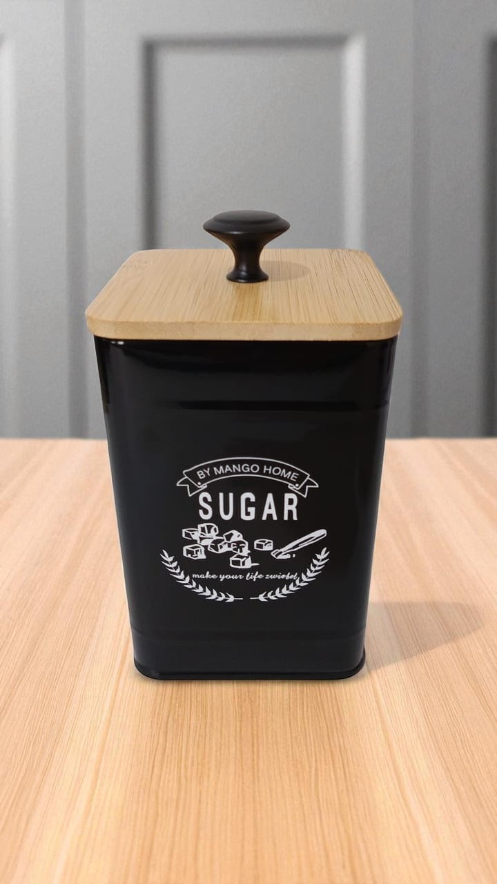 MHome Set of 4 Condiments Canisters Tea,Coffee Sugar & Biscuits-Various Colours