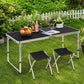 MFURN Portable Aluminium Folding Table & 4 Chair Set-Various Colours