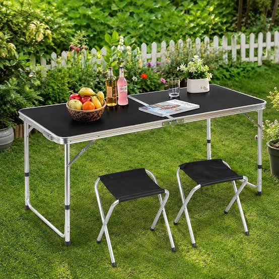 MFURN Portable Aluminium Folding Table & 4 Chair Set-Various Colours