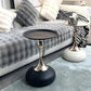 MFurn Small Round End Table – Modern Metal Pedestal Side Table for Living Spaces