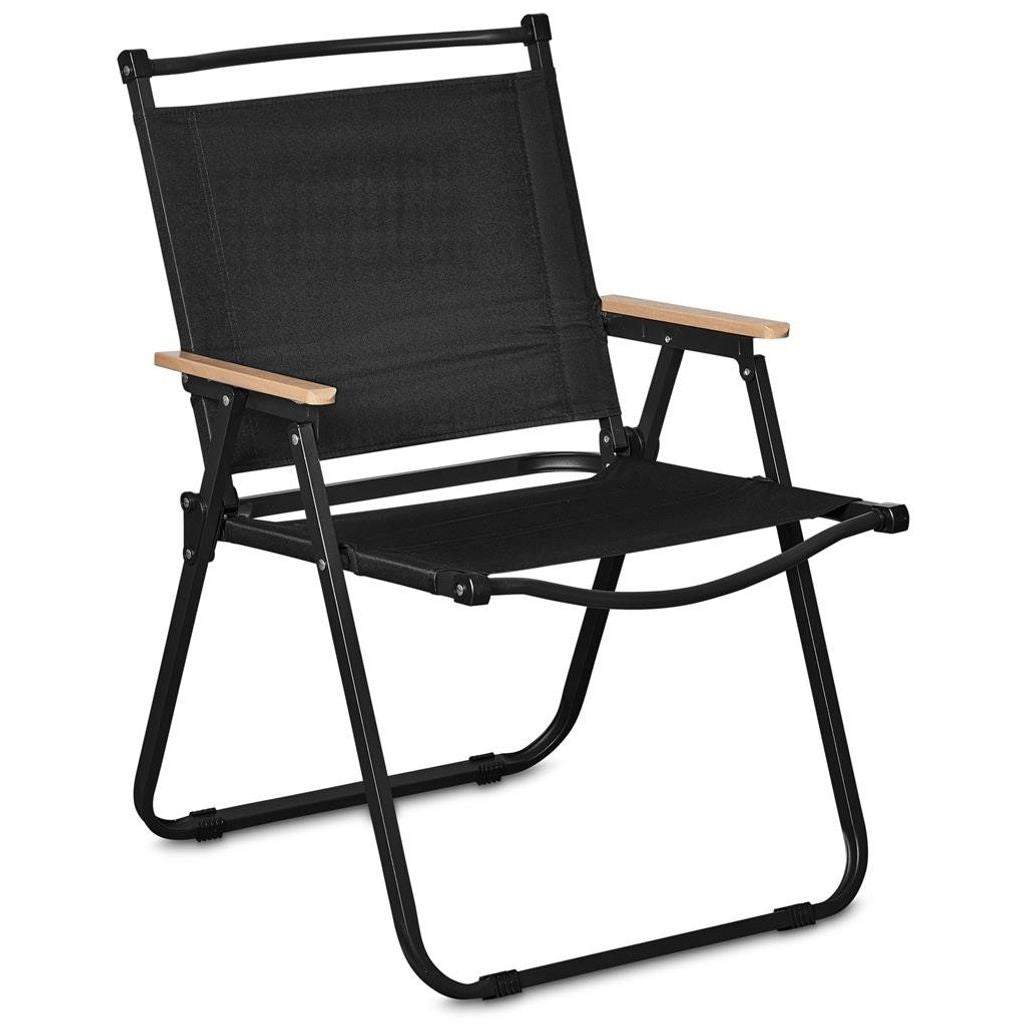 MHome Portable Outdoor Chair with Wood Armrests – Foldable & Heavy-Duty