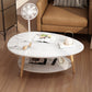 MFurn White Marble Coffee Table – Nordic Double-Layer Wooden Living Room Table