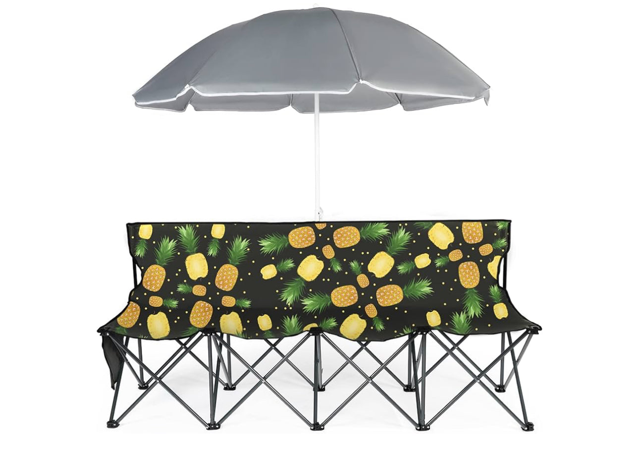 MFurn Portable 4-Seat Folding Sports Sideline Bench Camping Fishing Chair With Sunshade & Carry Bag