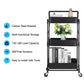 MHome 3-Tier Foldable Metal Kitchen Trolley – Utility Shelf on Wheels