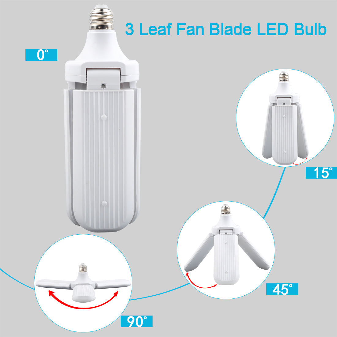 MTech 3 Leaf Garage ,Adjustable E27 Fan Blade LED Light Bulb Ceiling Light