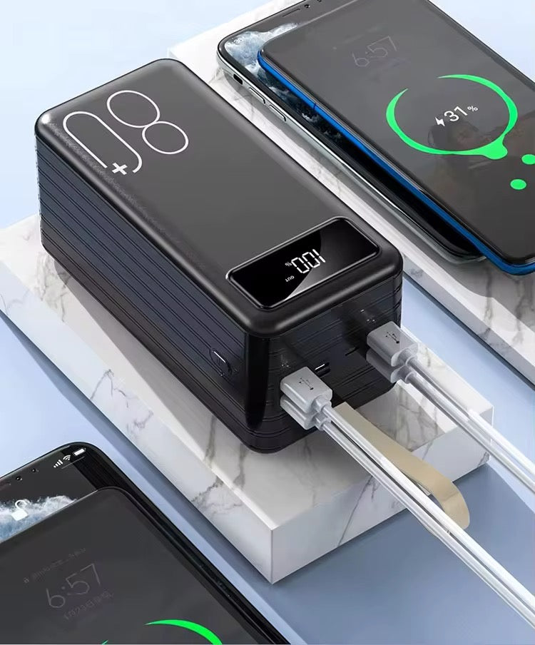 MTech Portable 80000mAh 120W Power Bank Large Capacity External Battery Fast Charging 4USB Ports-Available In Black Or White Options