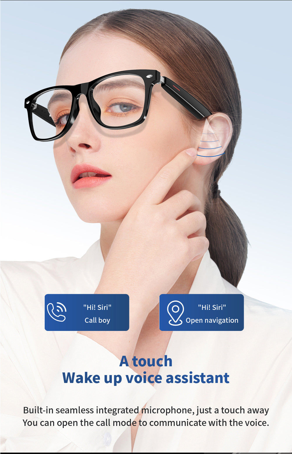 SENBONO E13 Waterproof Smart Glasses Wireless bluetooth Bone Conduction Glass Camera HD Music Audio Headset Eyewear