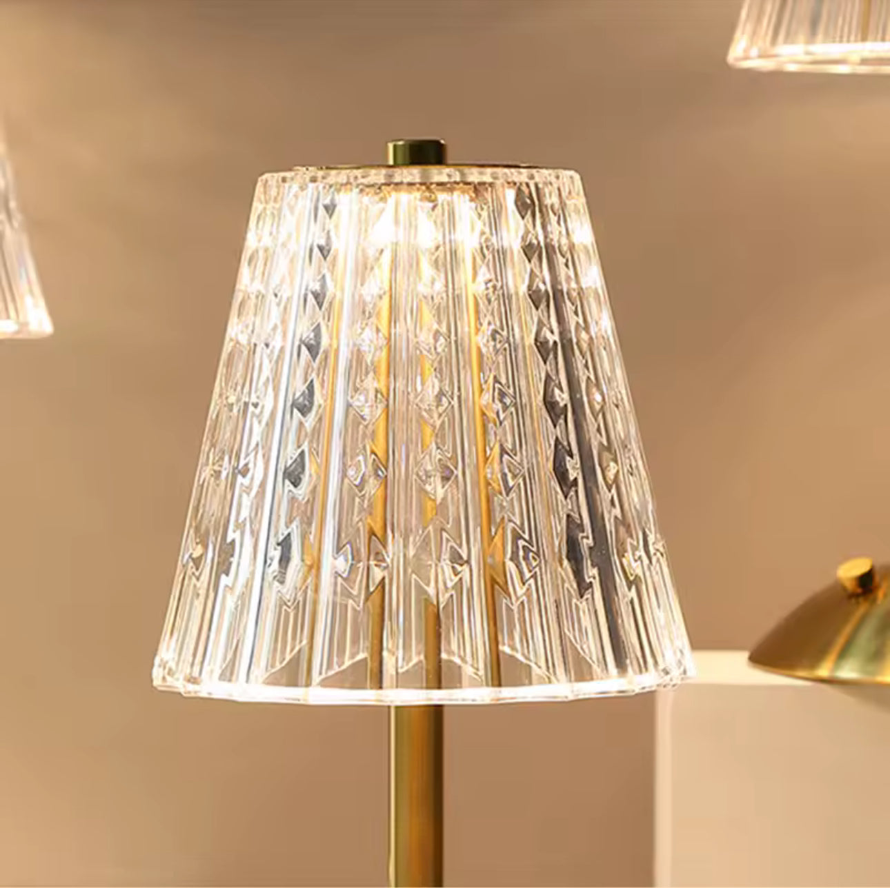 MTech Nordic Crystal Rechargeable Table Lamp LED Bar Lamp Touch Dimmable Golden Desk Lamp Living Room Bedroom-Various Options