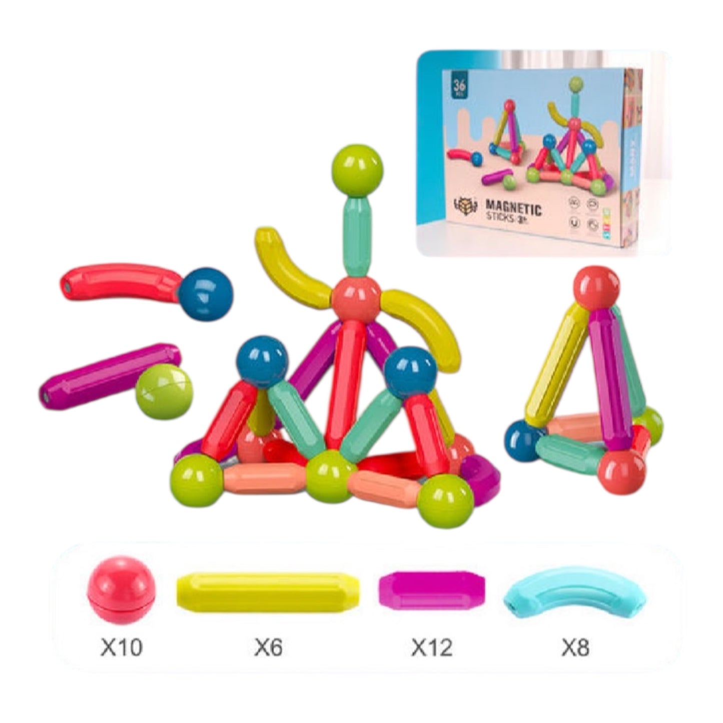 Magnetic Building Sticks 36pc