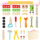 34 Pcs Wooden Tool Kit for Kids | Pretend Play Construction Toy Set | Montessori Educational Building Toy Set