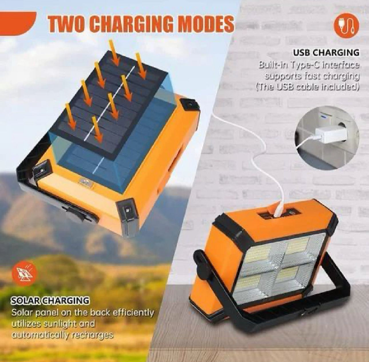 MTech Solar Portable Work Light With Power Bank USB